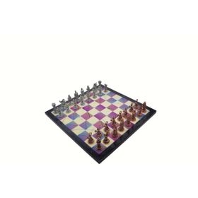 Gift Home Metal Satranç Takımı Orta Osmanlı-Bizans Antik Taş ve Bahar Desenli Satranç Tahtası