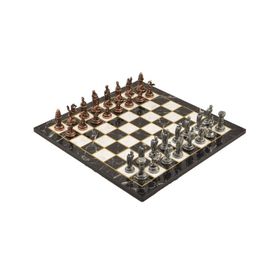 Gift Home Metal Satranç Takımı Orta Osmanlı-Bizans Antik Taş ve Mermer Desenli Satranç Tahtası