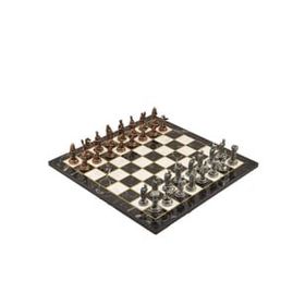 Gift Home Metal Satranç Takımı Orta Osmanlı-Bizans Antik Taş ve Mermer Desenli Satranç Tahtası