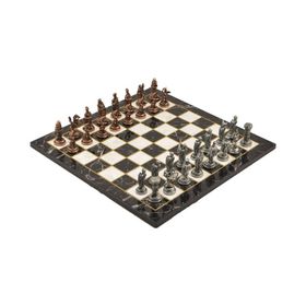 Gift Home Metal Satranç Takımı Orta Osmanlı-Bizans Antik Taş ve Mermer Desenli Satranç Tahtası