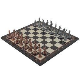 Gift Home Metal Satranç Takımı Orta Yunan Antik Ceviz Desenli Satranç Tahtası