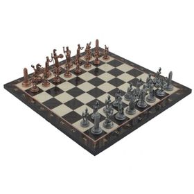 Gift Home Metal Satranç Takımı Orta Yunan Antik Ceviz Desenli Satranç Tahtası