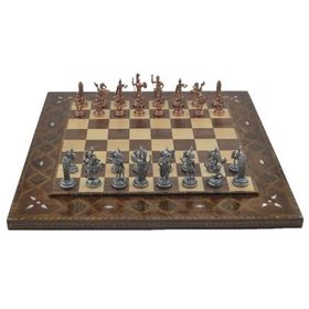 Gift Home Metal Satranç Takımı Orta Yunan Antik Düz Masif Ahşap Satranç Tahtası