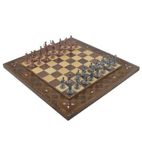 Gift Home Metal Satranç Takımı Orta Yunan Antik Düz Masif Ahşap Satranç Tahtası