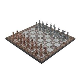Gift Home Metal Satranç Takımı Orta Yunan Antik Sedef Desenli Satranç Tahtası