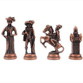 Gift Home Sadece Satranç Tahtası İsteyene Battal Metal Antik İspanyol Figürlü Satranç Taşı
