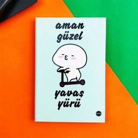 Gift Moda Aman Güzel Yavaş Yürü Tasarımlı Lastikli Defter