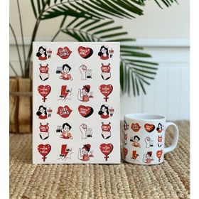Gift Moda Girl Gang Tasarımlı Tarihsiz Kutulu Kupa ve Kokulu Cam Mum Kadınlara Özel Hediye Seti Ajanda