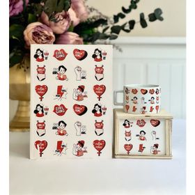 Gift Moda Girl Gang Tasarımlı Tarihsiz Kutulu Kupa ve Kokulu Cam Mum Kadınlara Özel Hediye Seti Ajanda
