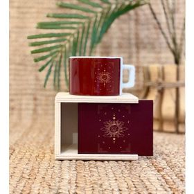 Gift Moda Kızıl Tarot Ay Güneş Tasarımlı Kutulu Kupa