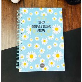 Gift Moda Mavi Papatya Tasarımlı Çizgili Spiralli Defter