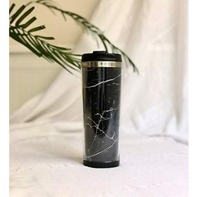 Gift Moda Siyah Mermer Tasarımlı 400 ml Termos Mug Bardak