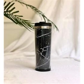Gift Moda Siyah Mermer Tasarımlı 400 ml Termos Mug Bardak