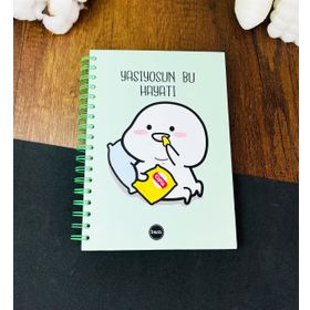 Gift Moda Yaşıyosun Bu Hayatı Tasarımlı Çizgili Spiralli Defter