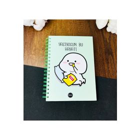 Gift Moda Yaşıyosun Bu Hayatı Tasarımlı Çizgili Spiralli Defter