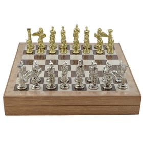 GiftHome Büyük Boy Metal Pegasus 36x36x6 cm Satranç Takımı Parlak ve Rustik Desenli Sandıklı MDF Tahtası