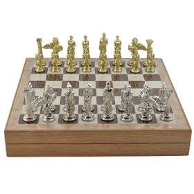 GiftHome Büyük Boy Metal Pegasus 36x36x6 cm Satranç Takımı Parlak ve Rustik Desenli Sandıklı MDF Tahtası