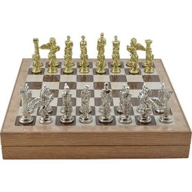 GiftHome Büyük Boy Metal Pegasus 36x36x6 cm Satranç Takımı Parlak ve Rustik Desenli Sandıklı MDF Tahtası