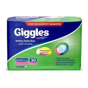 Giggles Medium 30'lu Yetişkin Tekstil Yüzlü Bağlamalı Hasta Bezi