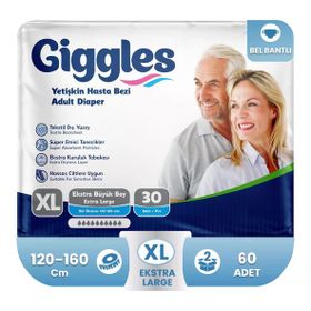 Giggles Yetişkin Bel Bantlı Extralarge Tekstil Yüzey 60 Adet Hasta Bezi