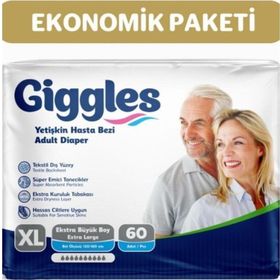 Giggles Yetişkin Bel Bantlı Extralarge Tekstil Yüzey 60 Adet Hasta Bezi