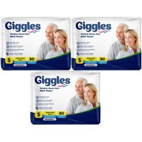 Giggles Yetişkin Bel Bantlı Tekstil Yüzey Small 3x30 Adet Hasta Bezi