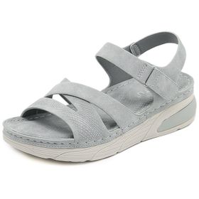 Gikleihwy Bohemia Slip-On Hafif Konfor Elasitk Rahat Burnu Açık Gri Kadın Sandalet
