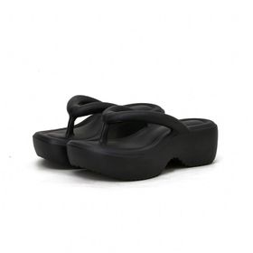 Gikleihwy Flip Flop Siyah Düz Ultra Yumuşak Kadın Terlik
