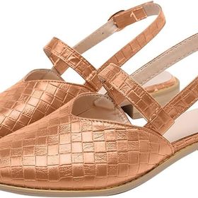 Gikleihwy Mules Slip Ayarlanabilir Toka Sivri Burunlu Kayısı Kadın Sandalet