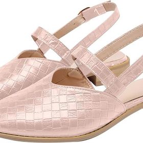 Gikleihwy Mules Slip Ayarlanabilir Toka Sivri Burunlu Pembe Kadın Sandalet
