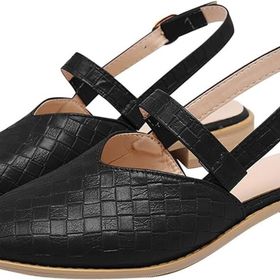 Gikleihwy Mules Slip Ayarlanabilir Toka Sivri Burunlu Siyah Kadın Sandalet