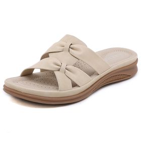Gikleihwy Slingback Kama Düşük Topuklu Bej Kadın Sandalet