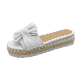 Gikleihwy Slip-On Beyaz Papyon Açık Parmak Kadın Terlik