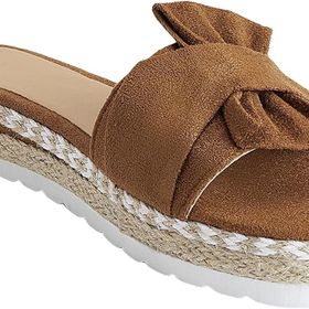 Gikleihwy Slip-On Koyu Kahverengi Papyon Açık Parmak Kadın Terlik