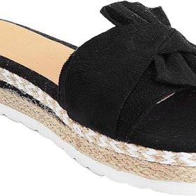 Gikleihwy Slip-On Siyah Papyon Açık Parmak Kadın Terlik