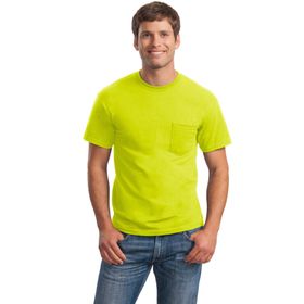 Gildan Güvenlik Yeşili Ultra Pamuk Cepli 2'li Paket Yetişkin Erkek T-shirt