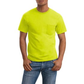 Gildan Güvenlik Yeşili Ultra Pamuk Cepli 2'li Paket Yetişkin Erkek T-shirt