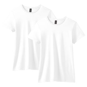 Gildan Stil 64000l Beyaz Yumuşak Stil Pamuklu 2'li Paket Kadın T-shirt