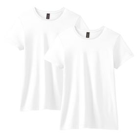 Gildan Stil 64000l Beyaz Yumuşak Stil Pamuklu 2'li Paket Kadın T-shirt
