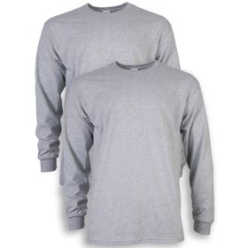 Gildan Stil G2000 Spor Gri Ultra Pamuklu Uzun Kollu 2'li Paket Erkek T-shirt