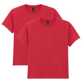 Gildan Stil G5000B Kırmızı Genç Ağır Pamuklu 2'li Paket Erkek T-shirt