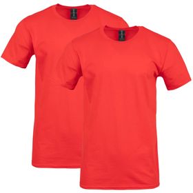 Gildan Stil G64000 Heather Kırmızı Yumuşak Stil Pamuklu 2'li Paket Erkek T-shirt