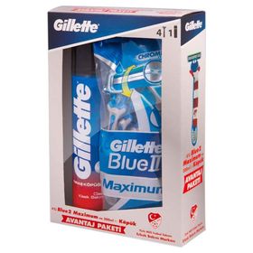 Gillette Blue2 Milli Takım Özel Paketi 4'lü Tıraş Bıçağı + 200 ml Tıraş Köpüğü
