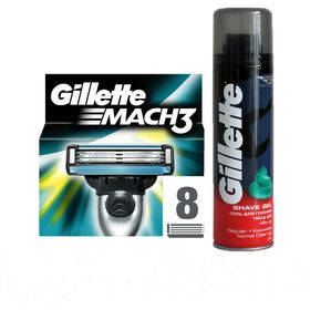 Gillette Mach3 8'li Yedek Tıraş Bıçağı + 200 ml Tıraş Jeli