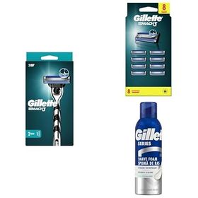 Gillette Mach3 Tıraş Makinesi + Yedek Tıraş Bıçağı 8li + 2li Tıraş Köpüğü Hassas 250ML X 2