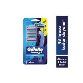 Gillette Sensor3 Plus 4 Adet Yedek Bıçak +Tıraş Makinesi