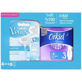 Gillette Venüs Yedek Tıraş Bıçağı 4 Lü Orkid Platinum 6lı Gece Ped Hediyeli