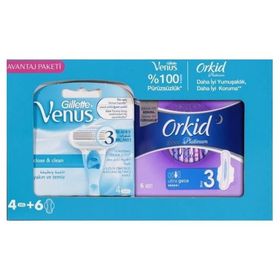 Gillette Venüs Yedek Tıraş Bıçağı 4 Lü Orkid Platinum 6lı Gece Ped Hediyeli
