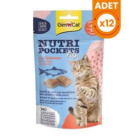GimCat 12x60 gr Nutri Pockets Somon Balıklı Kedi Ödül Maması
