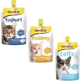 GimCat 3x150 gr Puding-Yogurt-Latte Cat Milk Kalsiyumlu Sıvı Kedi Sütü